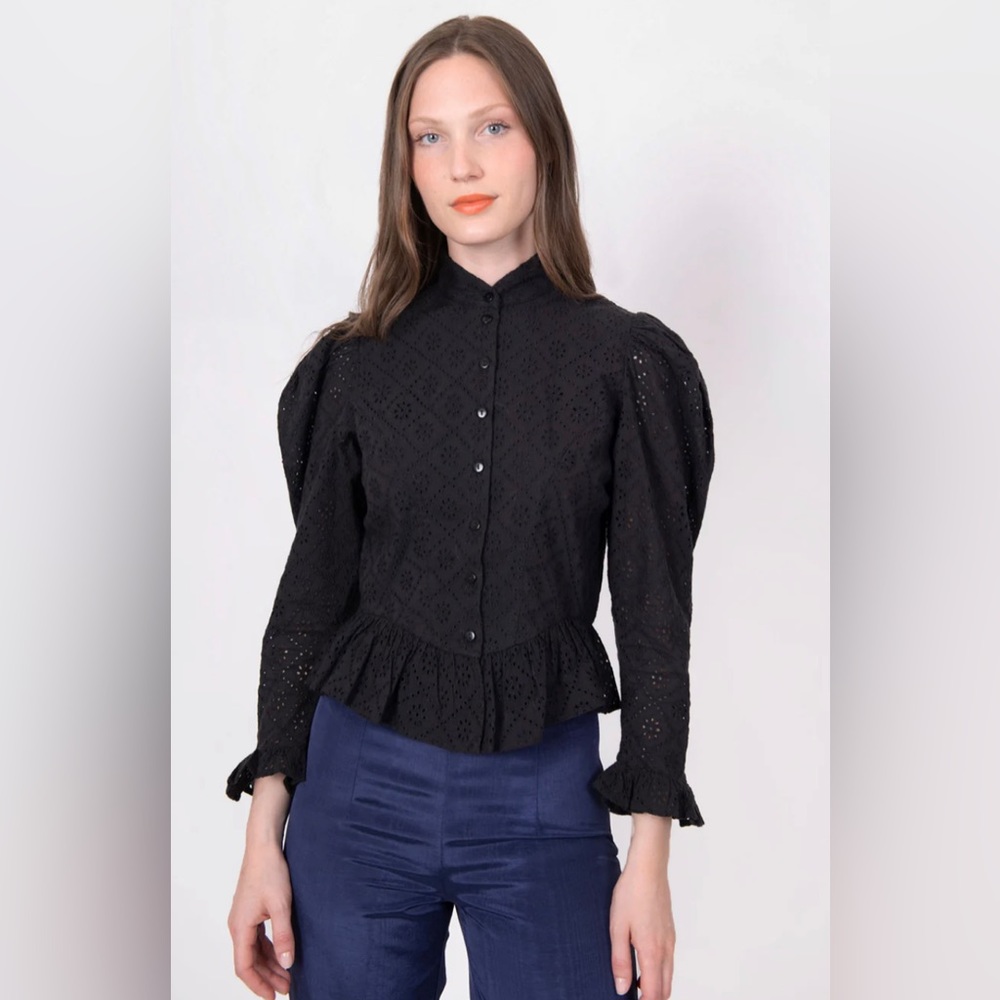 Batsheva Grace Blouse in Black Broderie Anglaise 16
